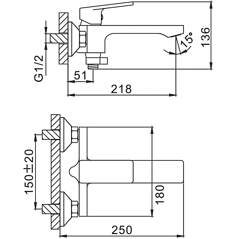 Смеситель для ванны Frap H46 F3246 хром