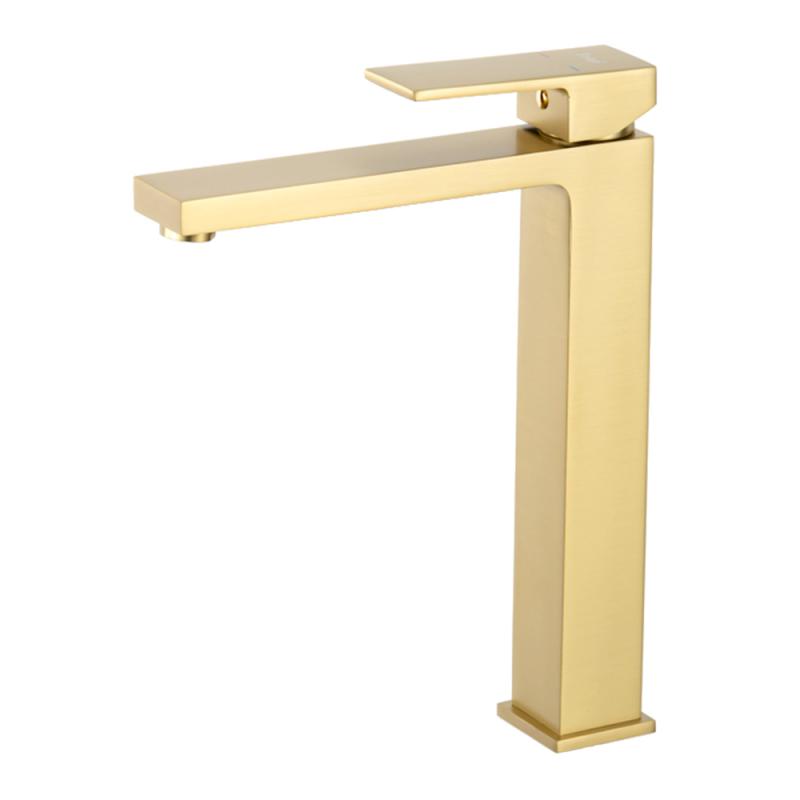 Высокий смеситель для раковины Frap H91-3 F1091-23 золотой сатин