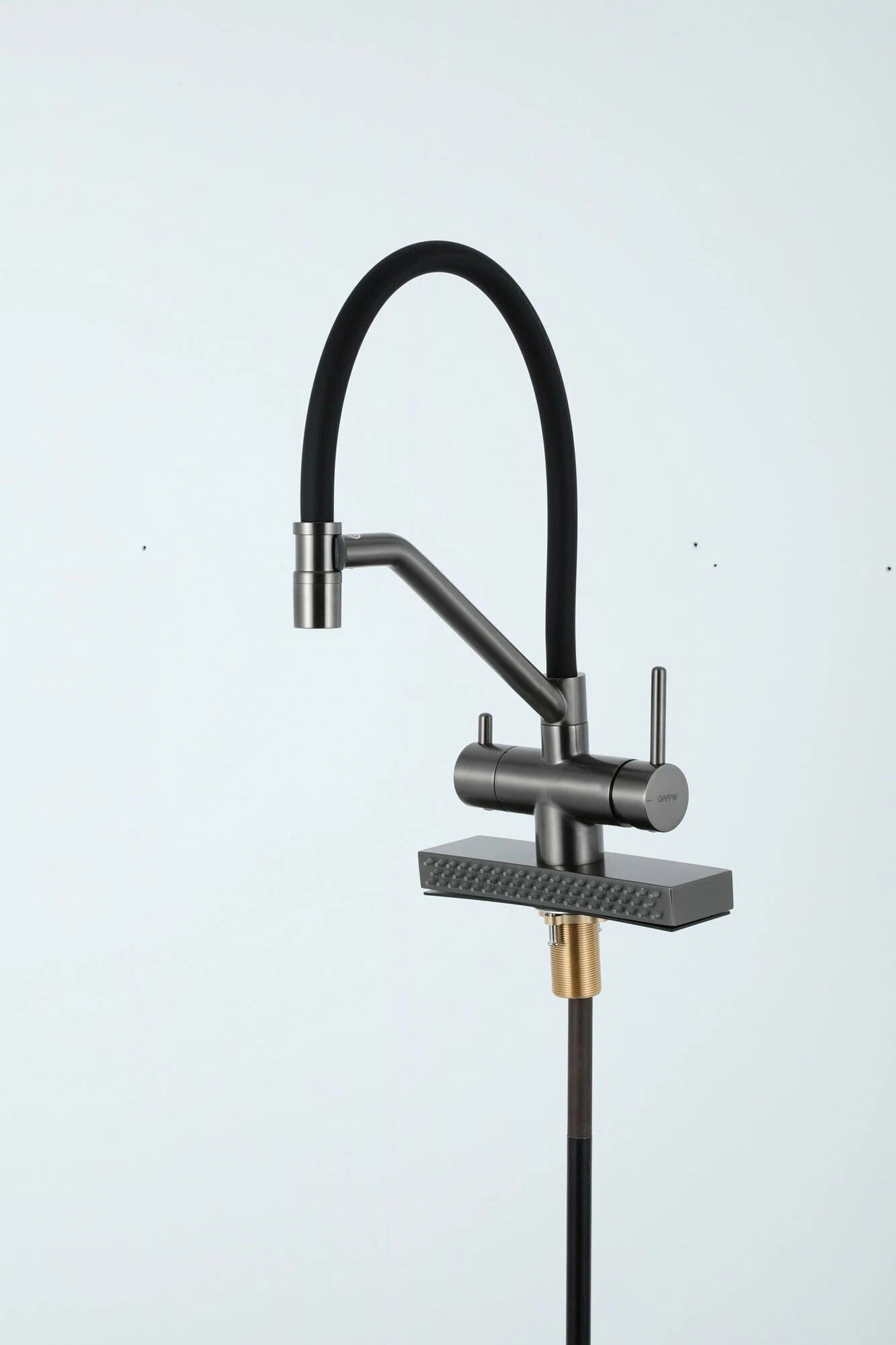Смеситель для кухни с водопадом Gappo G4098-9 оружейная сталь