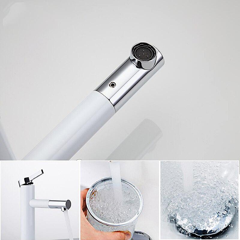 Высокий смеситель для раковины Frap F1052-15 белый-хром