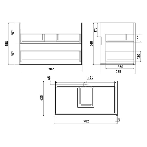 Подвесная тумба Sole Ultra 80 (2 ящ.) серая матовая