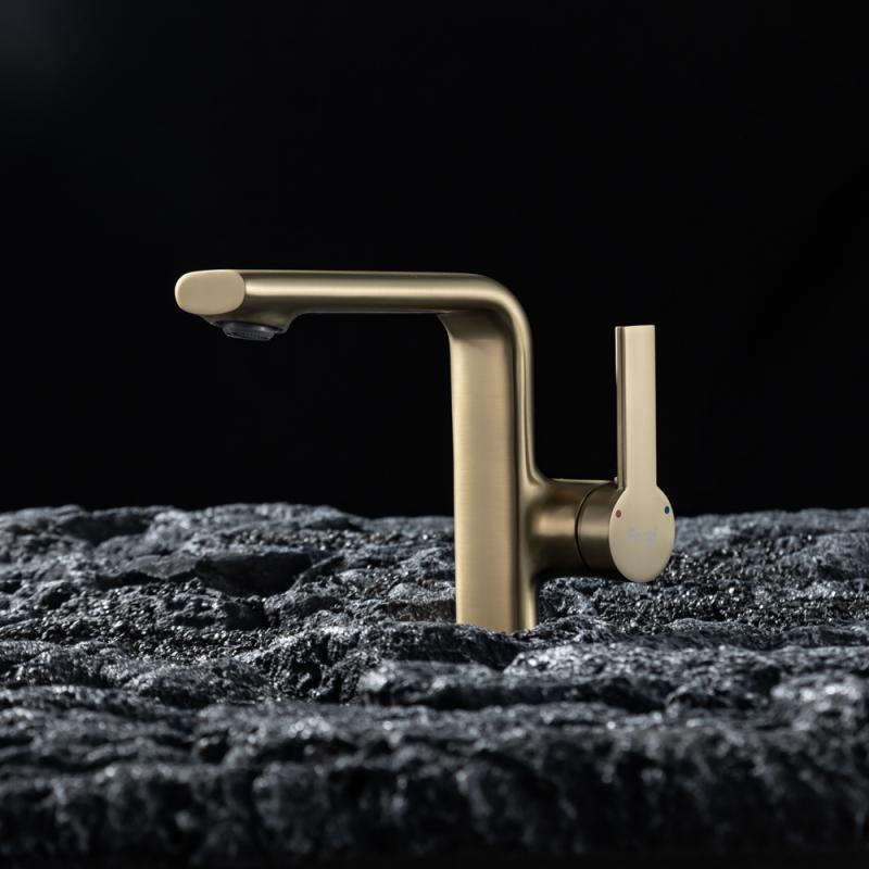 Смеситель для раковины Frap H88-3 F1088-3 золотой сатин