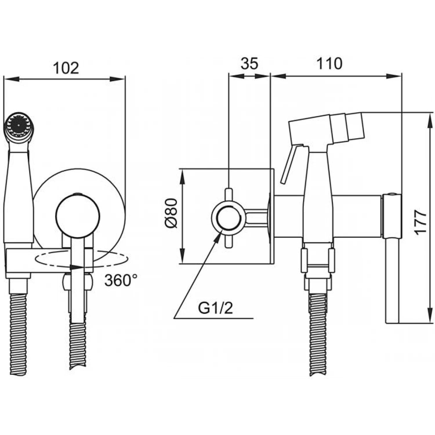 Гигиенический душ встраиваемый Gappo G06-3 G7206-3 золотой сатин