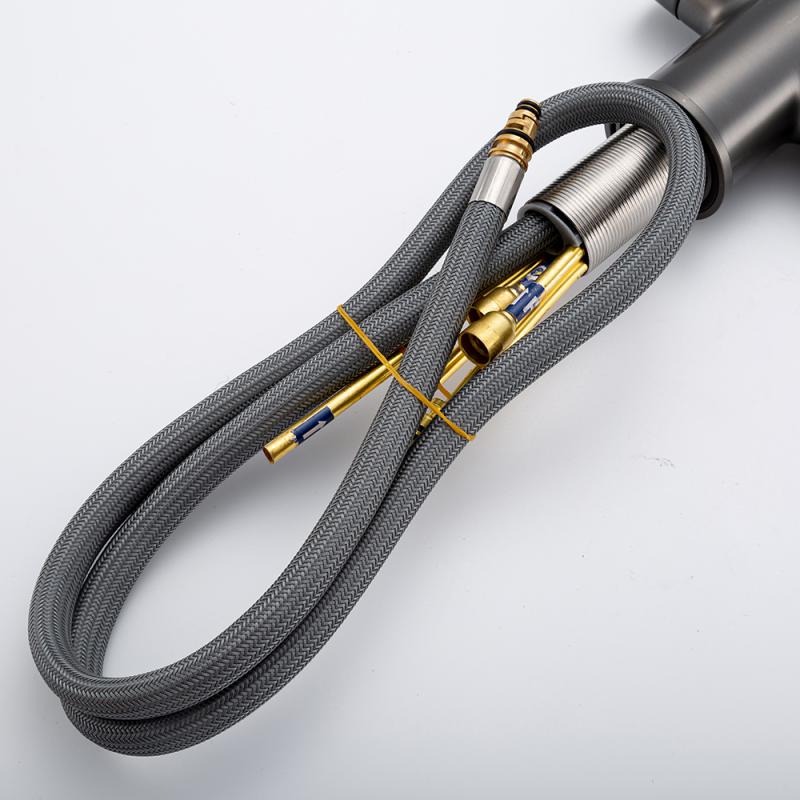 Вытяжной смеситель для кухни с фильтром Frap H96 F4396-39 оружейная сталь