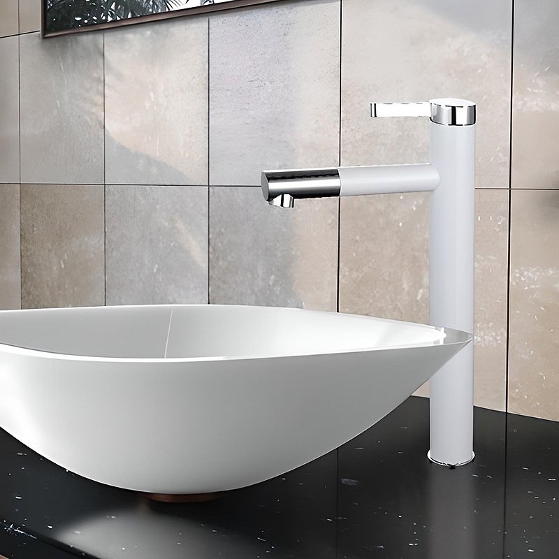 Высокий смеситель для раковины Frap F1052-15 белый-хром