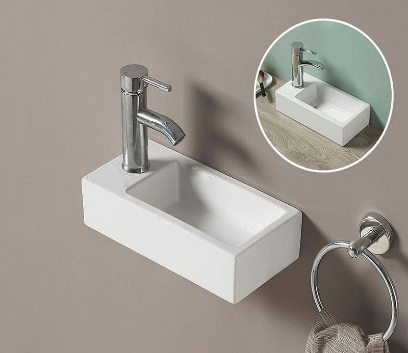 Подвесная/накладная раковина CeramaLux 36,5 N 9272R правая белая