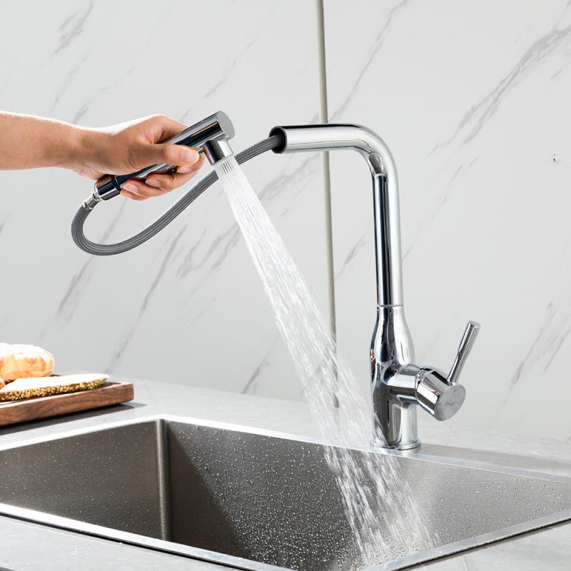 Вытяжной смеситель для кухни Frap H97 F6096 хром