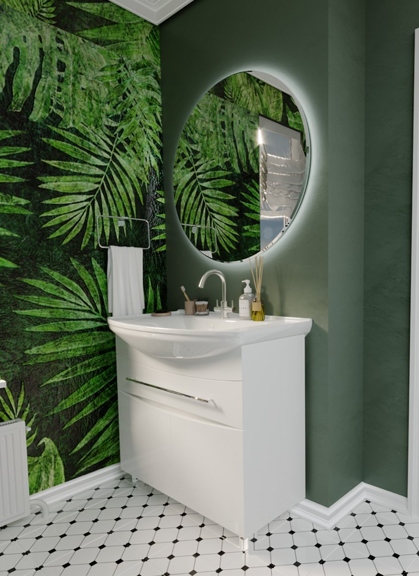 Тумба 1Marka Lina New 85Н 1в.я 2д Белый глянец