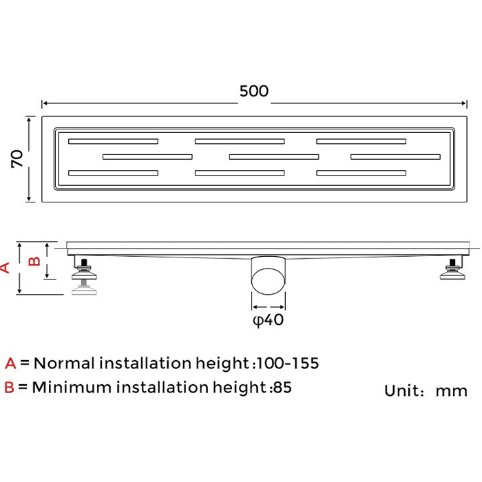Душевой трап 50 см Gappo G85007-1 сталь