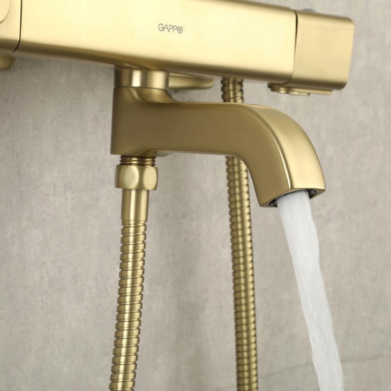 Душевая система с термостатом Gappo G91 G2491-3 золотой сатин