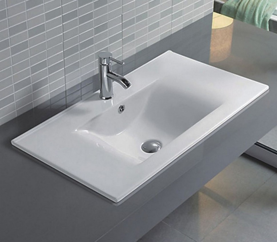 Полувстраиваемая раковина CeramaLux 71,5 N YJ807-70 белая