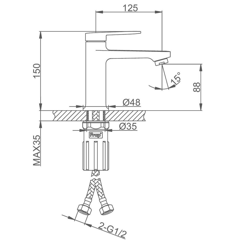 Смеситель для раковины Frap H85-6 F1085-6 черный