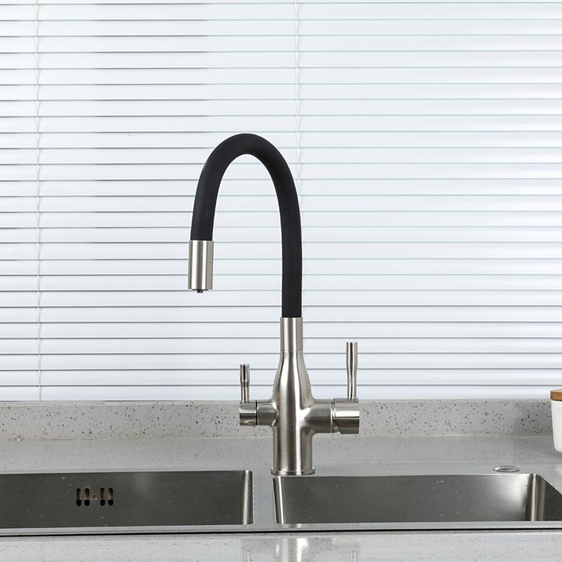 Смеситель для кухни с подключением фильтра Frap H96 F4396-5 сатин-черный