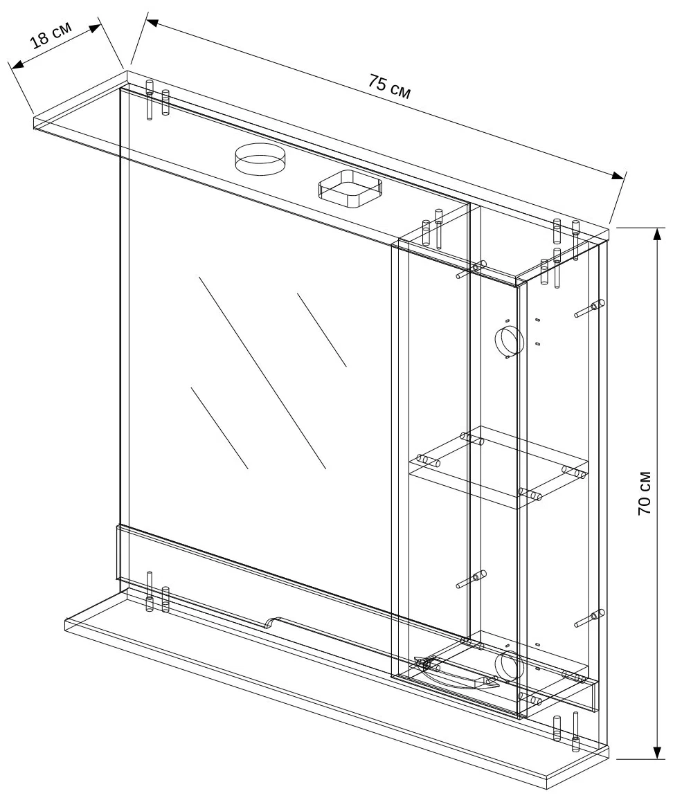 Шкаф-зеркало EvaGold Каскад 75 моринга