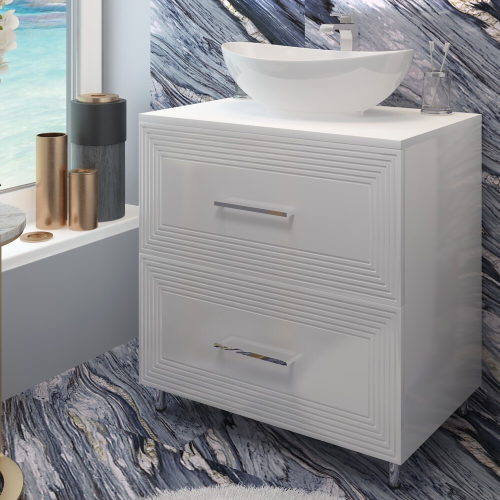 Напольная тумба EvaGold Francesca 80 белый глянец (с сифоном)