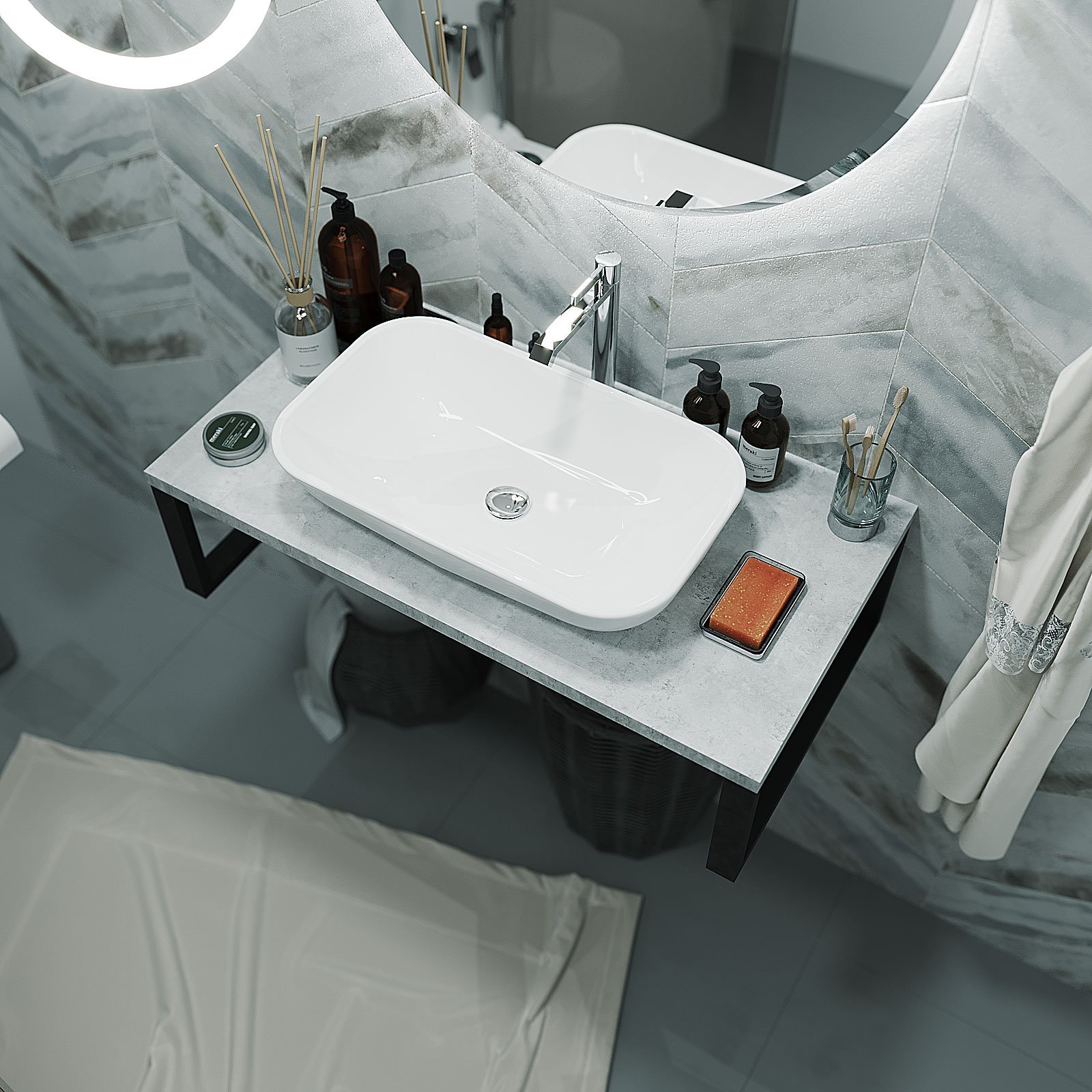 Столешница 1Marka Grunge Loft 70 Бетон светлый