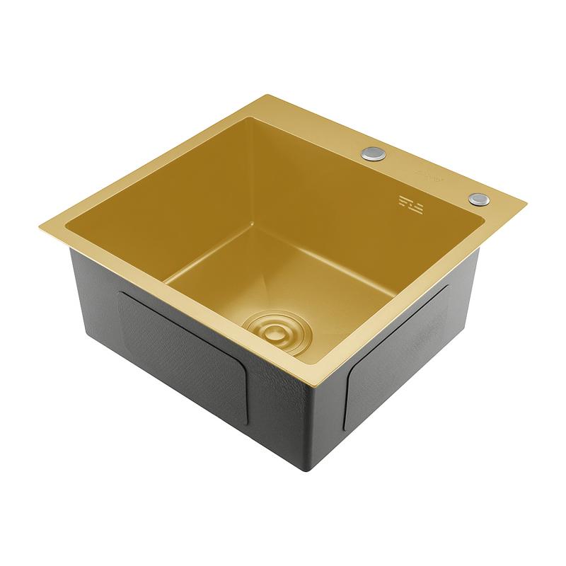 Мойка для кухни с коландером из нержавеющей стали Gappo GS5050-3 золотой сатин