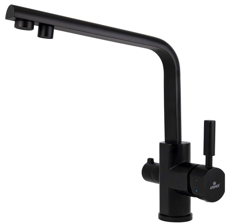 Смеситель для кухни с встроенным краном под питьевую воду Kaiser Decor 40144-9 Black Mat