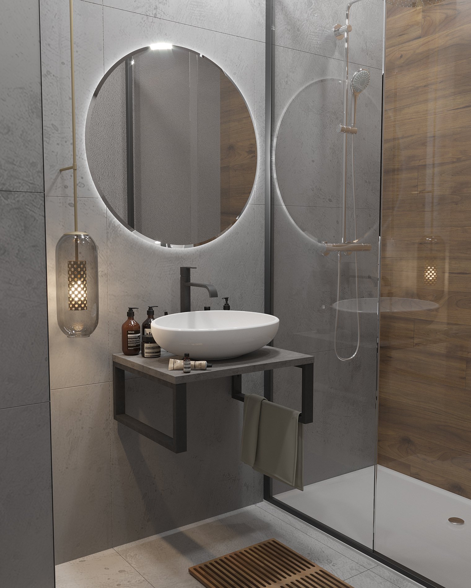 Столешница 1Marka Grunge Loft 60 Бетон темно-серый