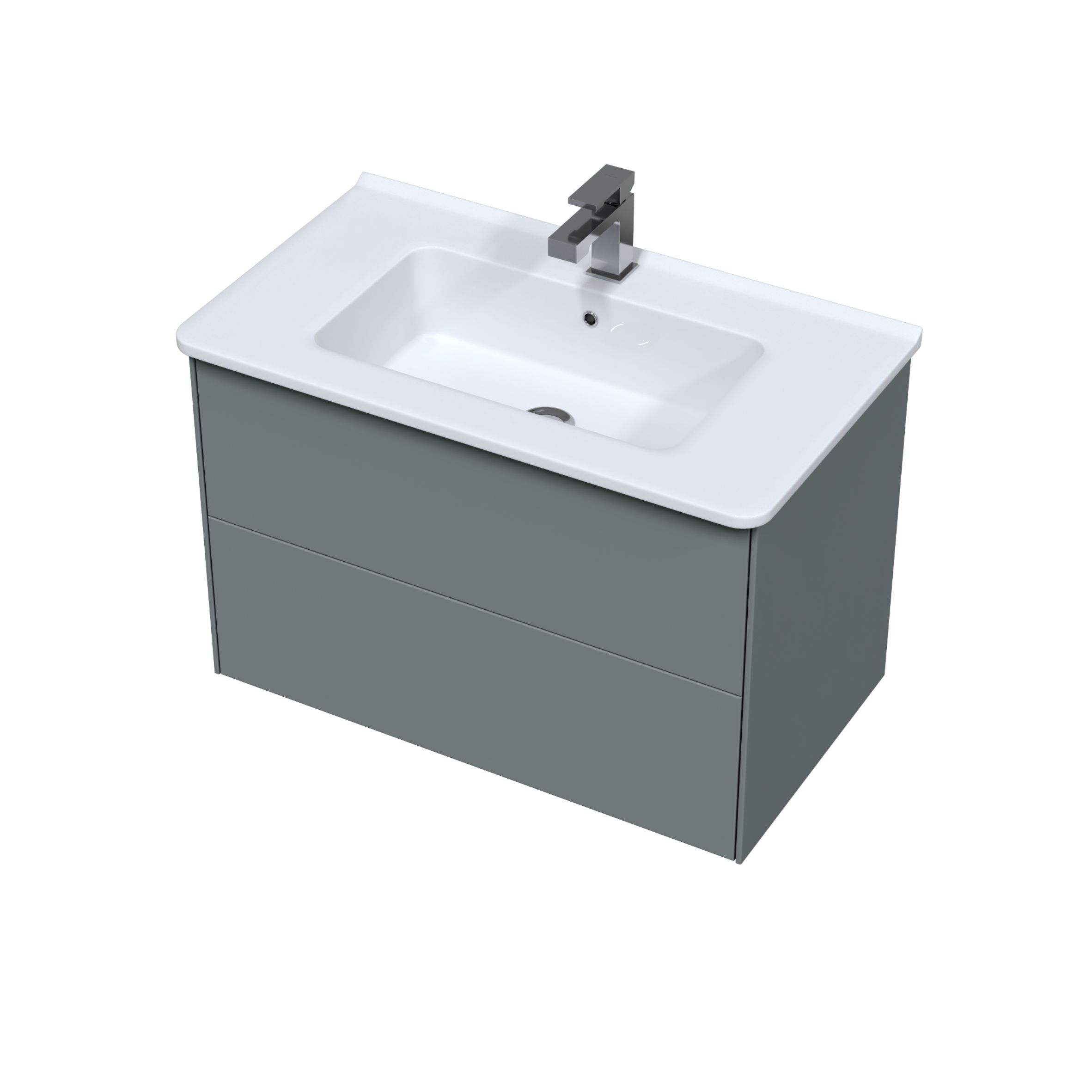 Подвесная тумба Sole Ultra 80 (2 ящ.) серая матовая