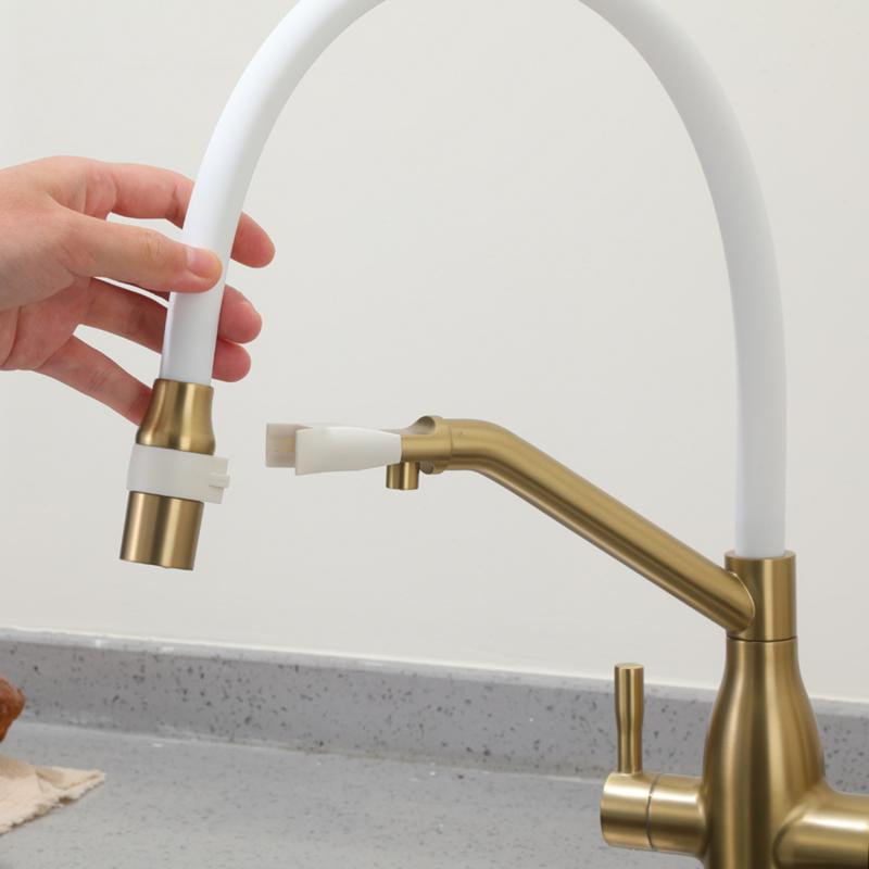 Смеситель для кухни с фильтром Frap H97 F4397-3 золотой сатин