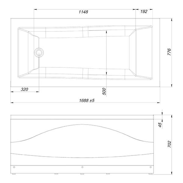 Акриловая ванна Sole Quadro 170x75 Quadro