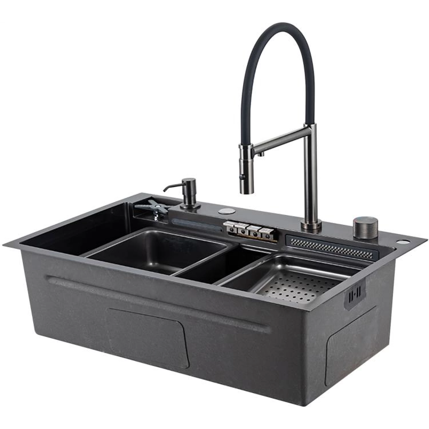 Многофункциональная мойка для кухни Gappo G7547-19 оружейная сталь