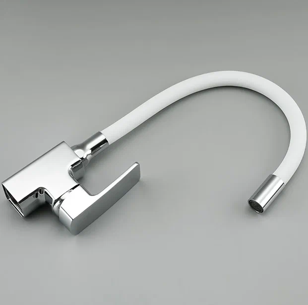 Смеситель для кухни с гибким изливом Frud R43151-8 белый-хром