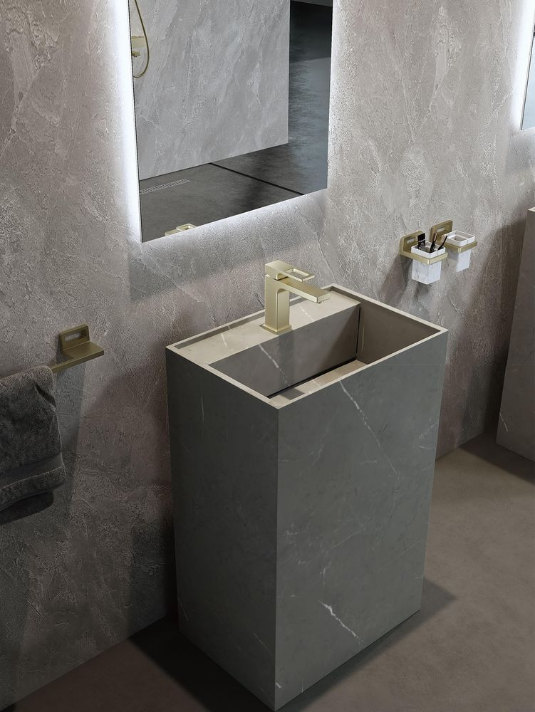 Смеситель для раковины Gappo G17-3 G1017-3 золотой сатин