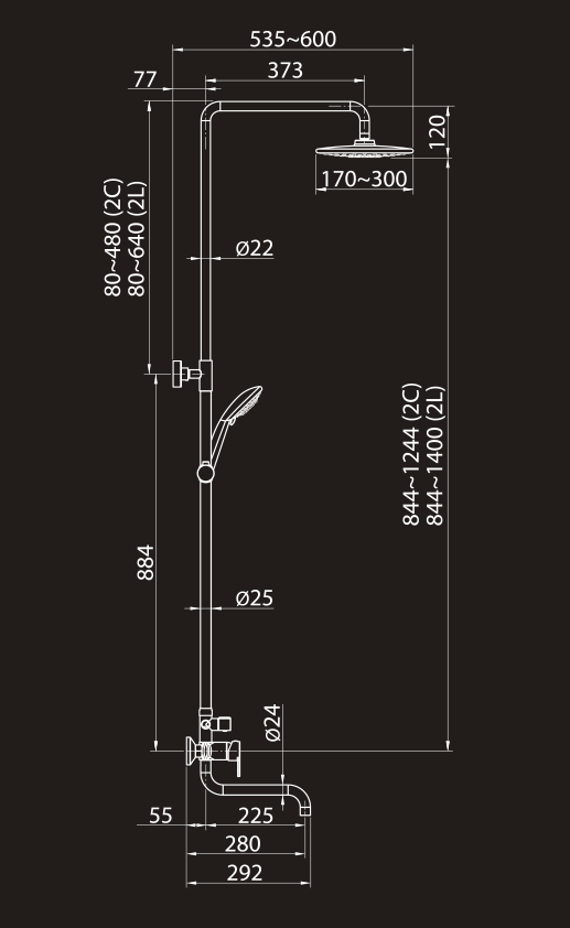 Душевая система Elghansa Shower Set 2306683-2L (Set-20) хром