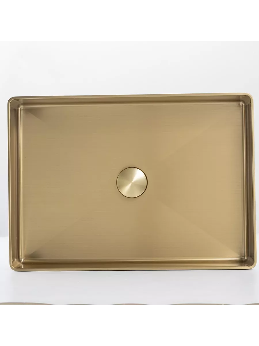 Накладная раковина 36*51 с донным клапаном Gappo GX401-3 золотой сатин