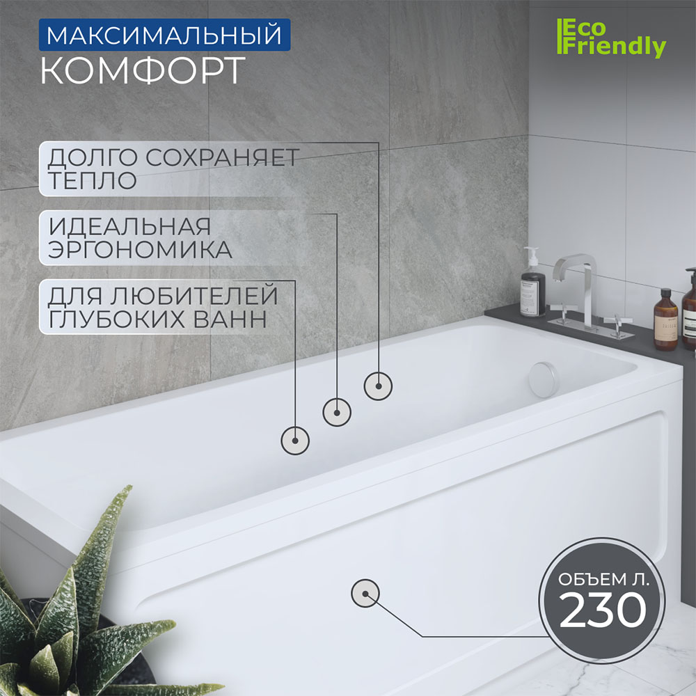 Акриловая ванна Aquatek Мия 175x70