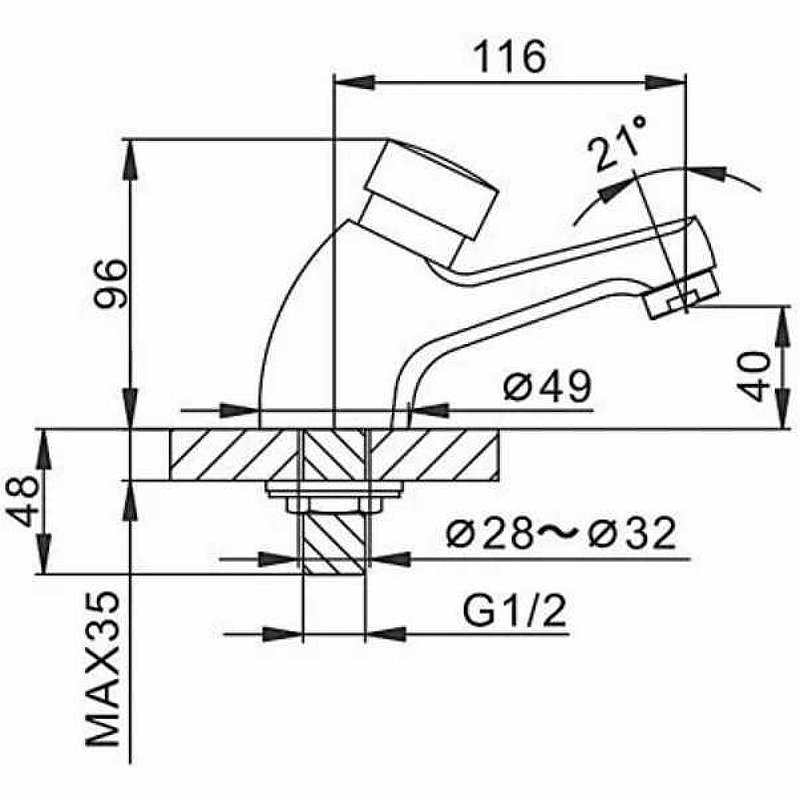 Нажимной кран для раковины Frap F520 (7 сек.)