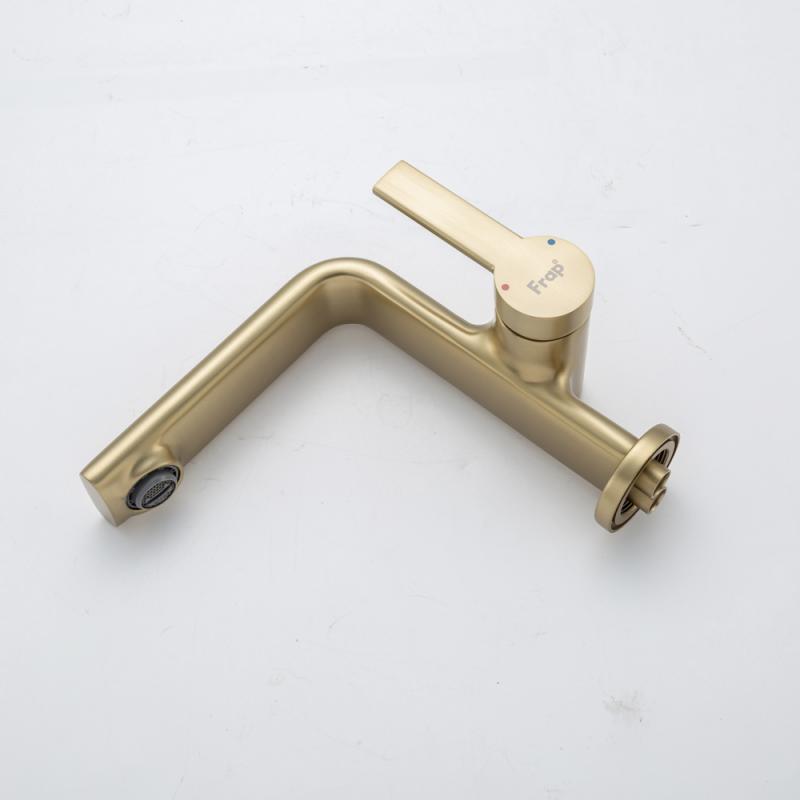 Смеситель для раковины Frap H88-3 F1088-3 золотой сатин