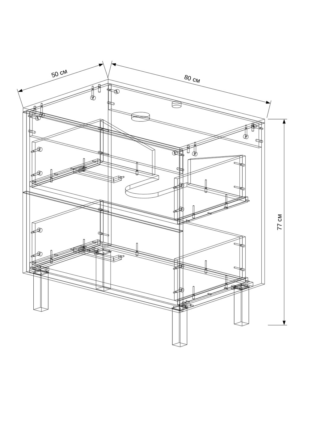Напольная тумба EvaGold Francesca 80 белый глянец (с сифоном)