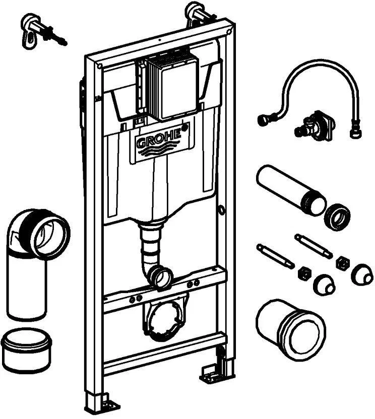 Инсталляция для унитаза, Grohe Rapid SL 38860000 круглая кнопка, комплект 3 в 1