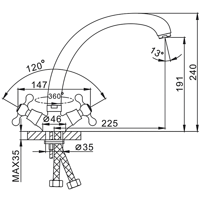 Смеситель для кухни Frap H19-5 F4219-5 Сатин