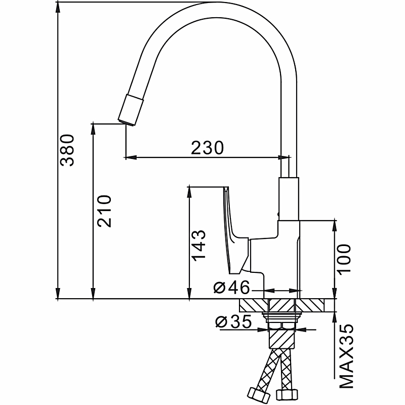 Смеситель для кухни с гибким изливом Frap F4453-03 белый-хром