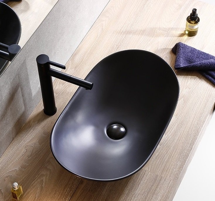 Накладная раковина CeramaLux 61 7811AMB Черная матовая