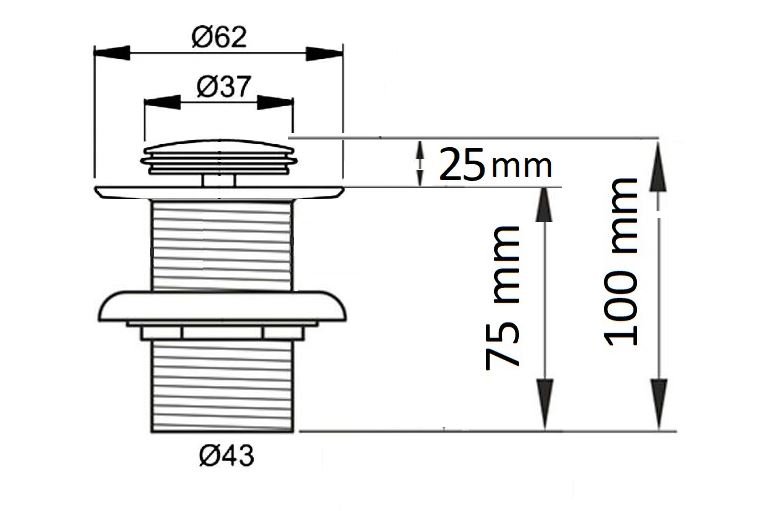 Донный клапан для раковины CeramaLux RD014 без перелива хром