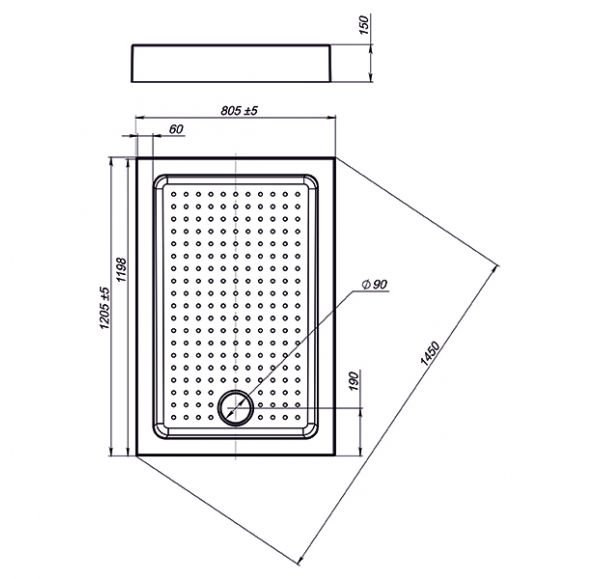 Поддон Sole Open/Quadro 120x80 (прямоугольный)