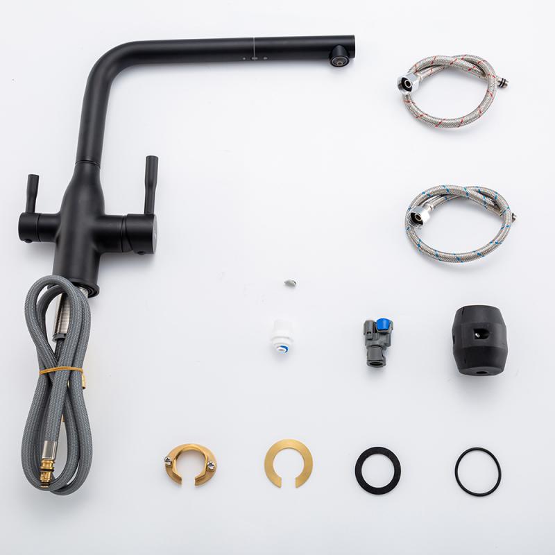 Вытяжной смеситель для кухни с фильтром Frap H96 F4396-36 черный