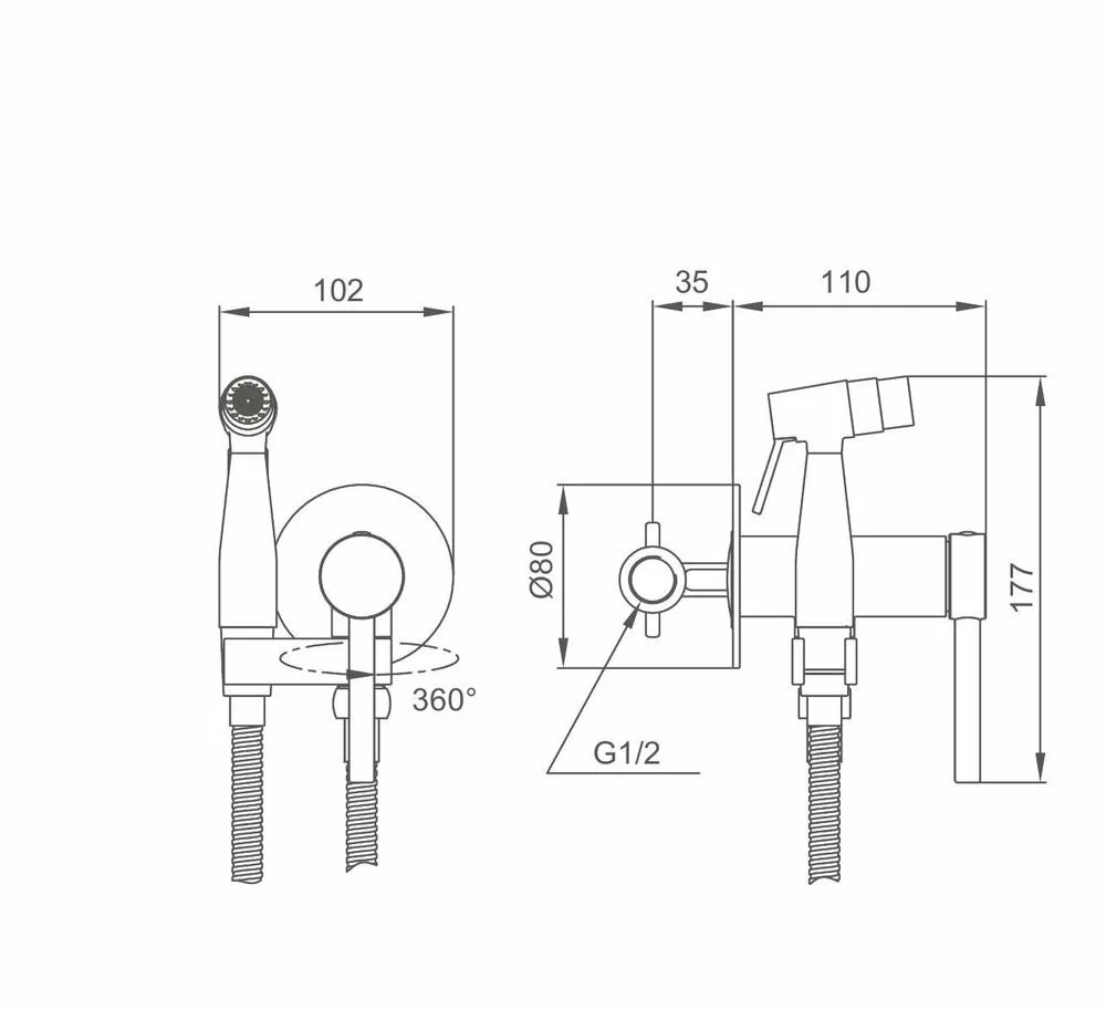 Гигиенический душ встраиваемый Gappo G06-6 G7206-6 черный