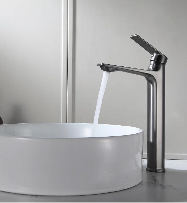 Высокий смеситель для раковины Frap F1052-69 оружейная сталь