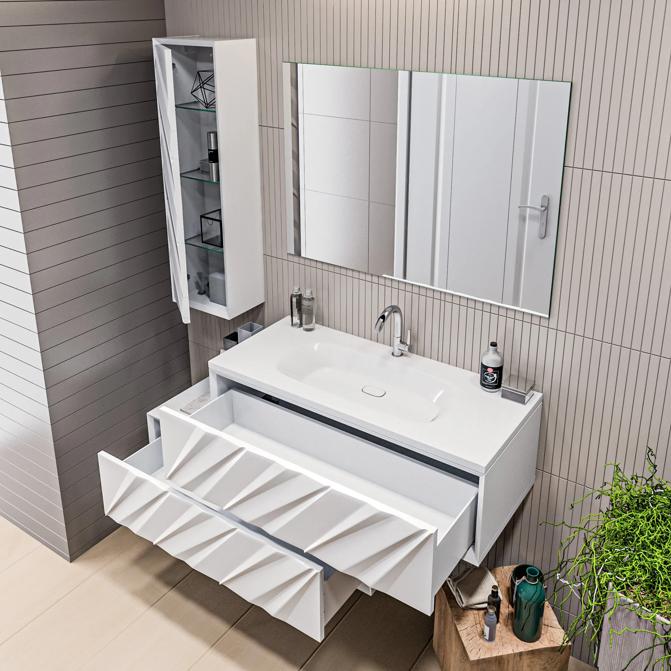 Тумба Marka One Glace 100П 1 в.я. White (верх)