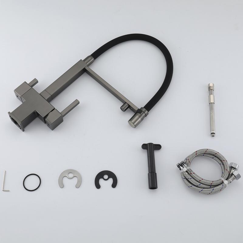 Смеситель для кухни с фильтром Gappo G95 G4395-59 оружейная сталь