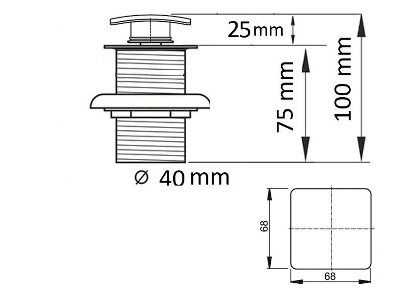 Донный клапан для раковины CeramaLux RD010 без перелива квадратный бронза
