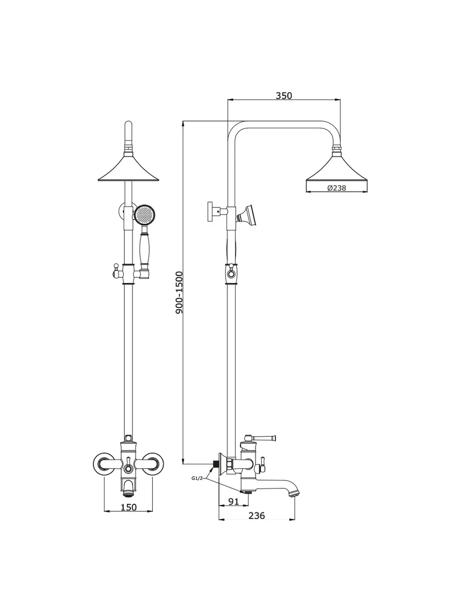 Душевая стойка со смесителем ViEiR V273 V273562 хром