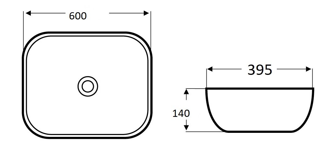Накладная раковина CeramaLux 60 NC 78106MB Черная матовая