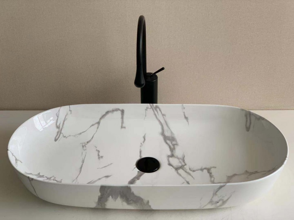 Накладная раковина CeramaLux 81 N 350 белый мрамор